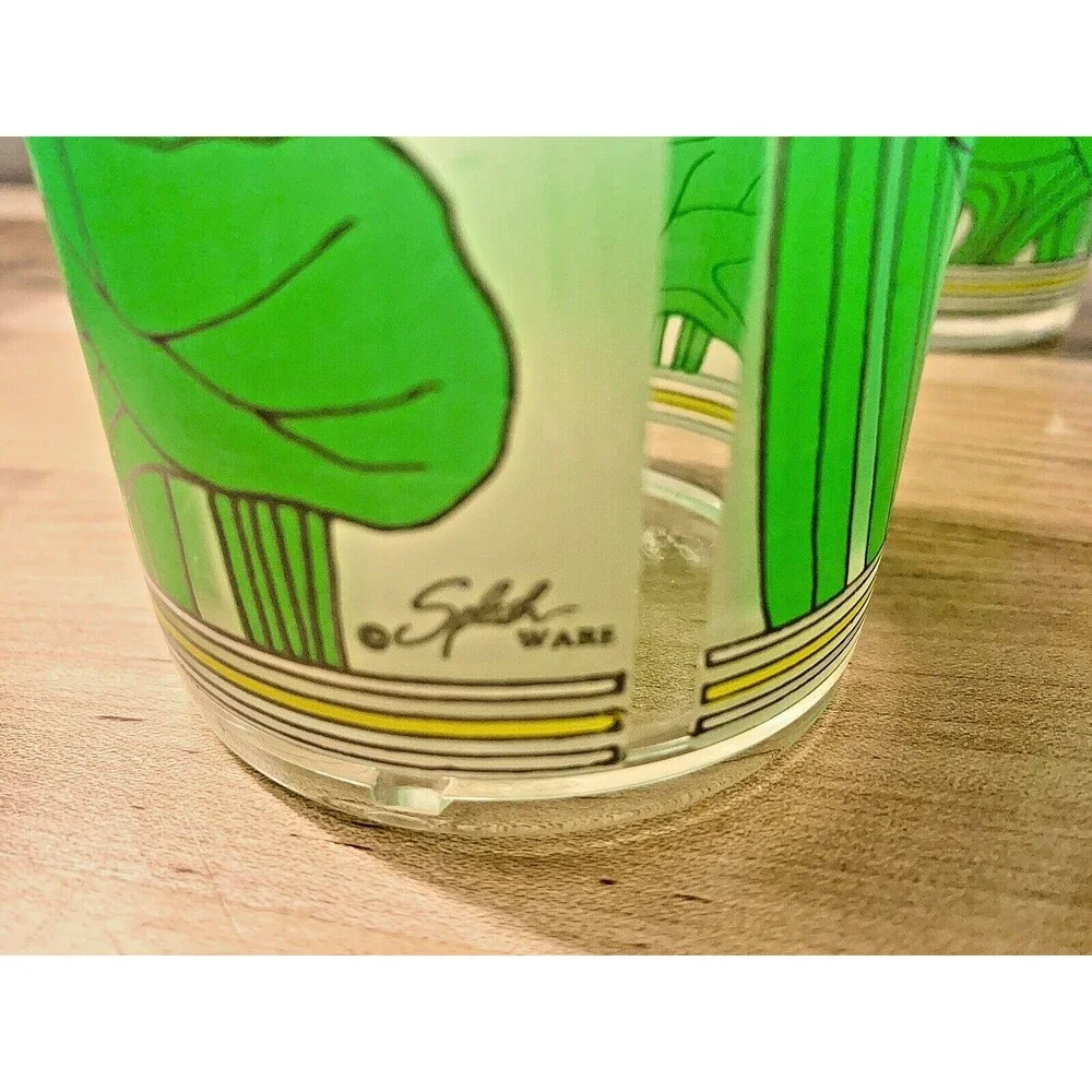 VTG Calla Lily Frosted Tumblers 4 Set 1980s Splash Ware Acrylic Cups 16 oz Retro